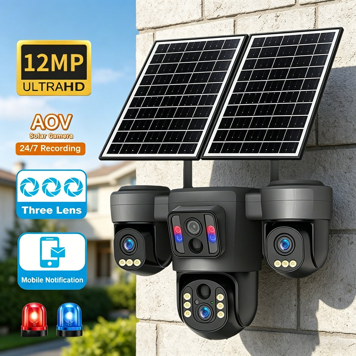 AOV Solar Security Camera – AI Smart Solar-Powered Outdoor Surveillance
