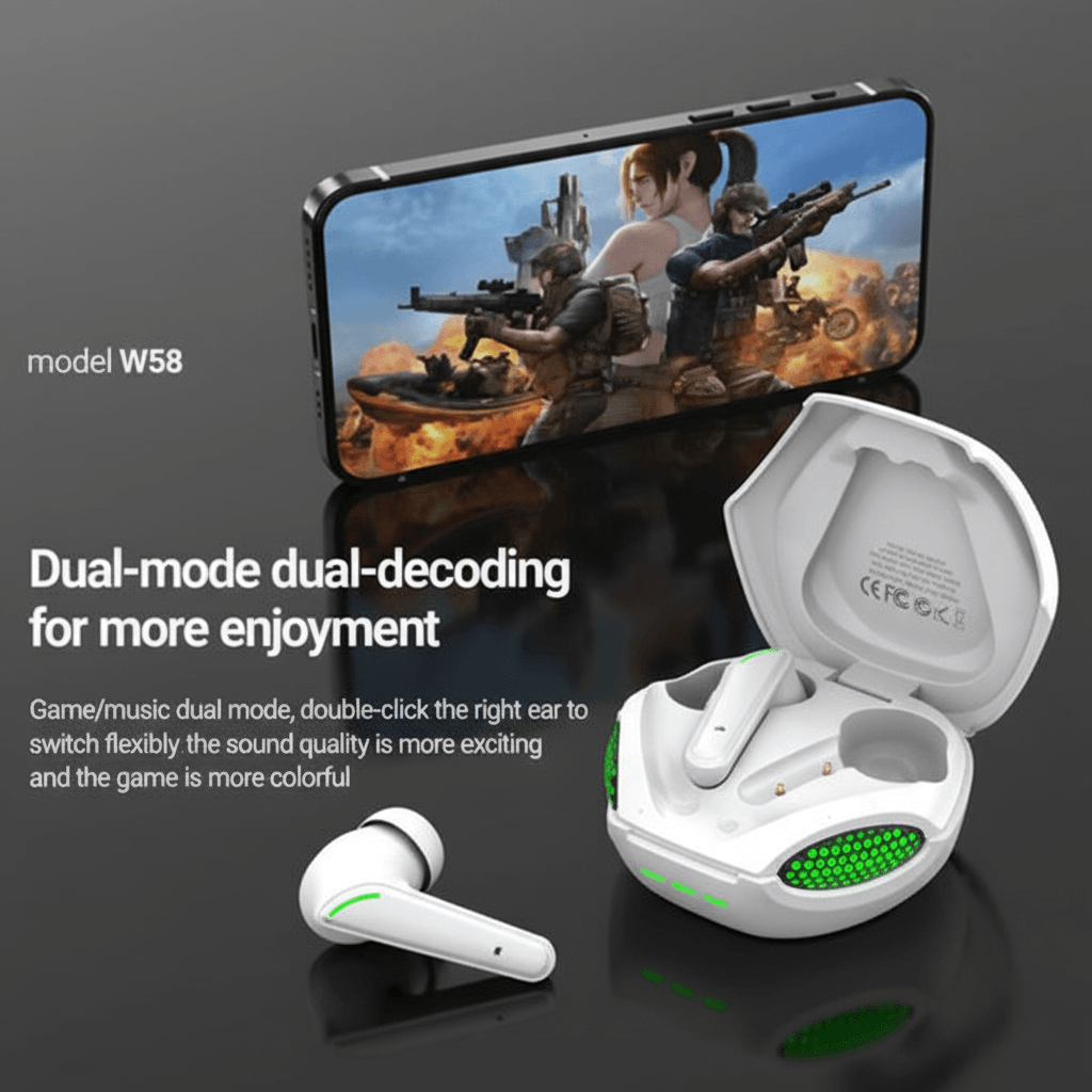 TWS Wireless Gaming Headset  HiFi Stereo Low-Latency Earbuds | Celebrat W58