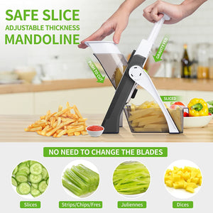 4-in-1 Manual Vegetable Cutter - Adjustable Mandoline Slicer